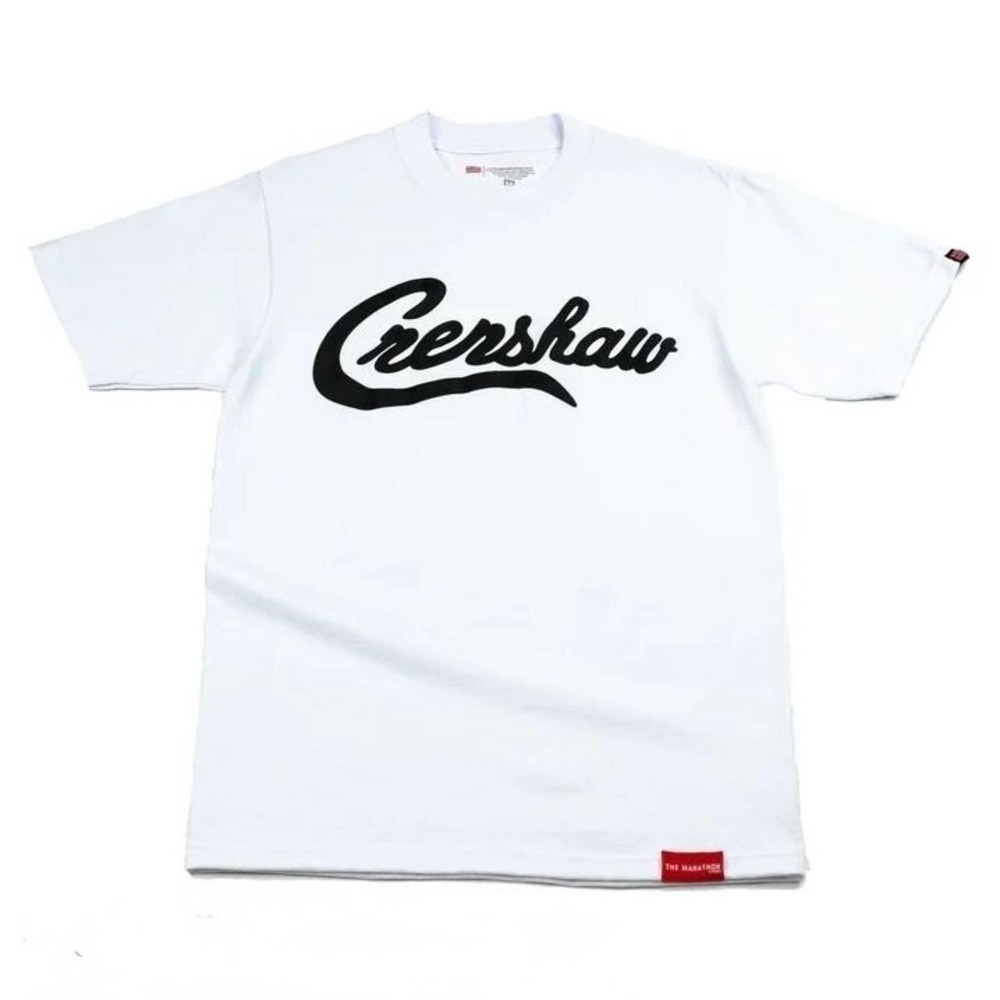 The Marathon Clothing Crenshaw T-Shirt White Black Script Logo Nipsey Hussle S